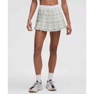 High-Rise Pleated Tennis Skirt - Match Plaid Mini White Multi